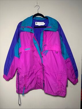 Columbia vintage 80s Magenta, Teal & Purple Colorblock Ski Jacket - Women's